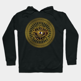 All Seeing Mystic Eye Gold on Nebula Sky Hoodie